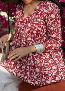 Maroon Block Print Kurta