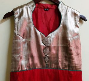 Red &amp; Silver Maxi Dress
