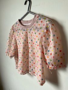 Pink Polka Dot Cropped Top