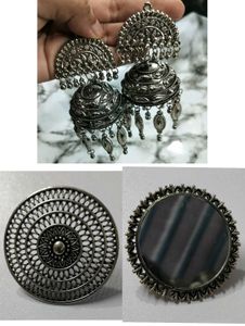 Oxidized Jhumka & 2 Rings