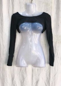 Victoria's Secret Black Cropped Long Sleeve Top