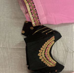Embellished pink saree