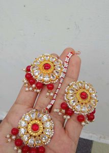 Red & Gold Kundan Jewelry Set