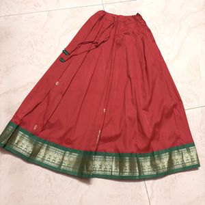Vibrant Red Ethnic Skirt .Onam special patupavada