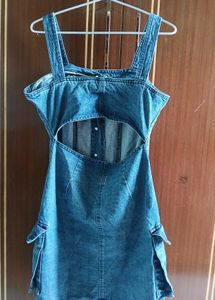 Denim Cargo Mini Dress w Pockets