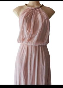 Elegant Pink Halter Maxi Dress