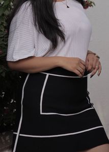 Chic White Ribbed Top with Flutter Sleeves