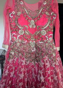 Pink Floral Embellished Formal Gown
