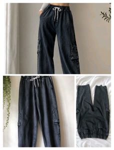 Washed Black Cargo Jeans