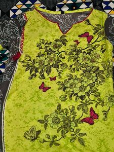 Vibrant Green Floral Print Kurta