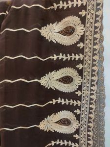 Brown Embroidered Dupatta