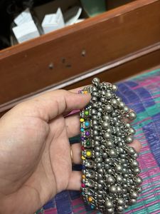 Silver Anklets with Colorful Accents