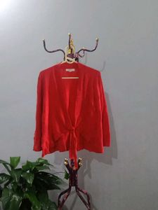 Red Tie-Front Cardigan