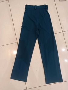 Teal Blue high rise straight Trousers