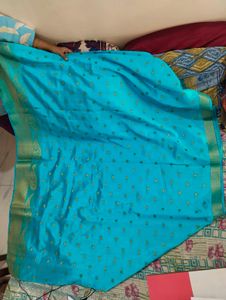 Elegant Blue &amp; Gold Silk Saree
