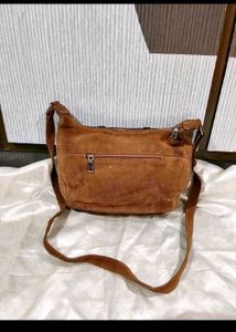 Stylish Suede &amp; Metallic Crossbody Bag