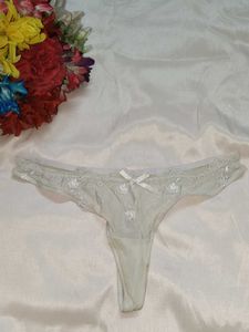 Delicate Lace Trim Thong Panty