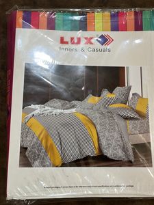 lux bed sheet king size in yellow and black colour