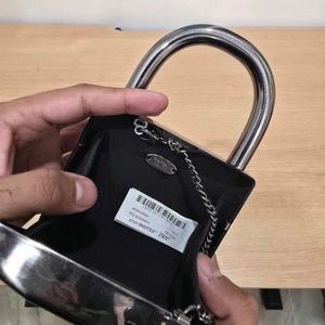 Original Zara Lock Shaped Clutch Bag