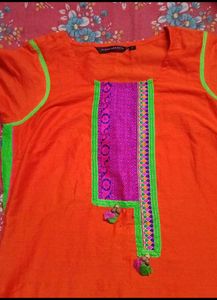 3 Ladies Kurtas - Orange, Floral, Yellow/Blue