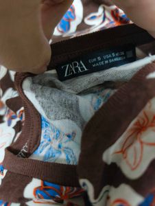 Brown Floral Print Top