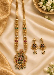 Gold Toned Necklace and Earrings Set