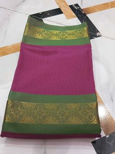 Elegant Pink Saree with Gold Border