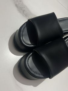 Stylish Black Slides Sandals 3.5 inch heel