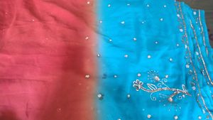 Elegant Blue & Orange Saree