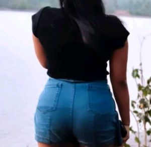 Blue Denim High-Waisted Skorts
