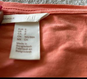 H &amp; M Peach Flutter Sleeve Tee