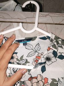 Floral Blouse and Grey Crop Top