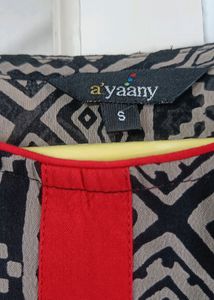 Layered Kurta/Dress - Black &amp; Beige w Pop Of Red