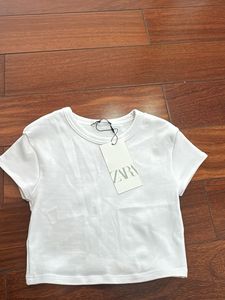 Zara White Basic crop Tee
