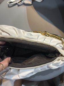 Chic Ruched Clutch with Gold Chain