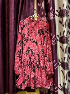 Floral Print Long Sleeve Mini Dress