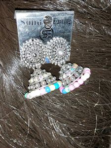 Boho Beaded Jhumka Earrings