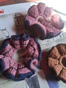 Handmade Crochet Flower Scrunchies