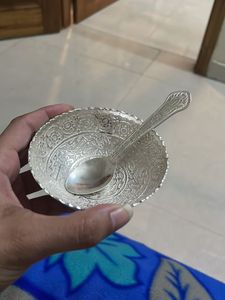 Silver Bowl with Spoon