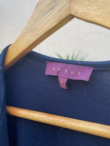 Navy Blue Cropped Cardigan
