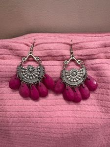 Boho Chic Pink Dangle Earrings