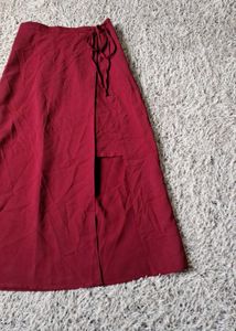 Maroon Wrap Skirt with Slit