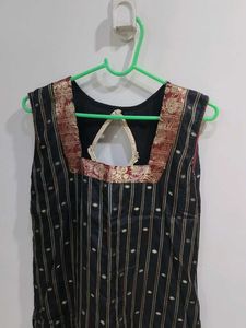 Black Party Wear Banarasi Kurti.