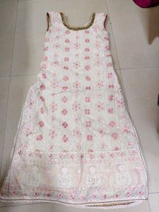 Elegant White Kurta Set with Pink Dupatta