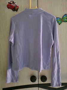 Lilac Ribbed Mock Neck Zip Top