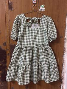Green Gingham Ruffle Dress