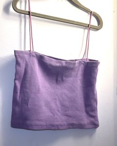 Purple Ribbed Crop Top