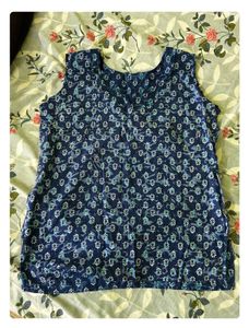 Blue Printed Kurta Set - Size M