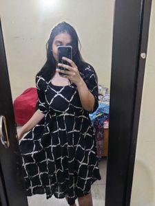 Stylish Black & White Print Dress