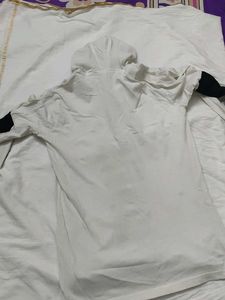White Graphic Print Hoodie